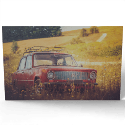 Retro Car Near Countryside Road undated