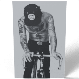 Man with Cool Tattoos on the Bike 2014