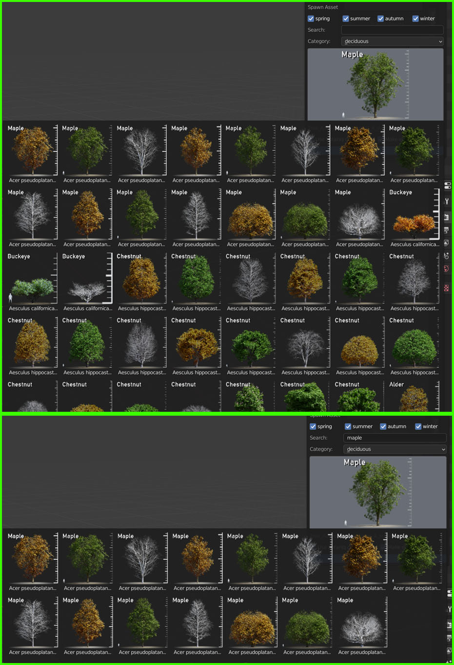 spawn asset search filter example