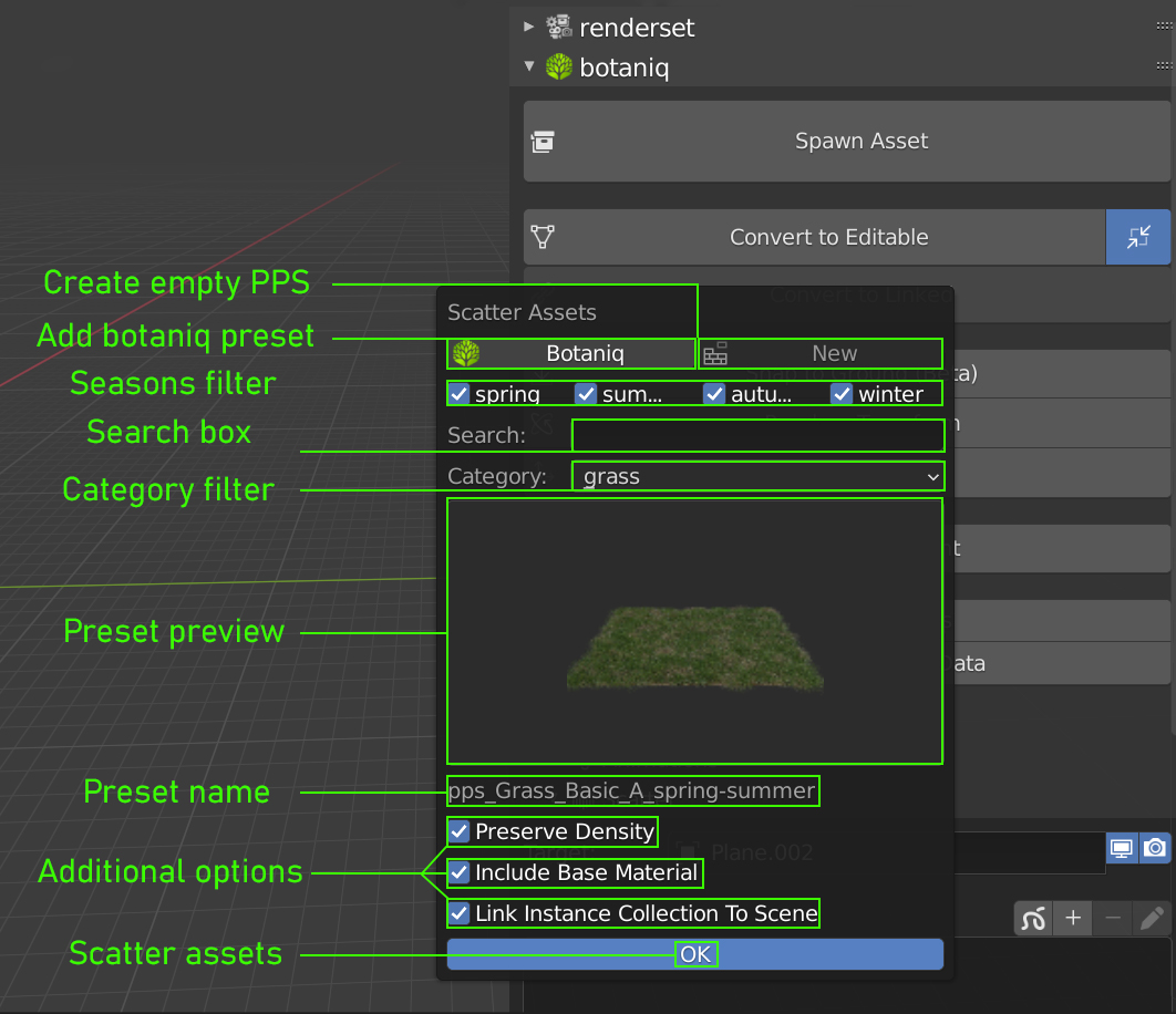 scatter asset popup