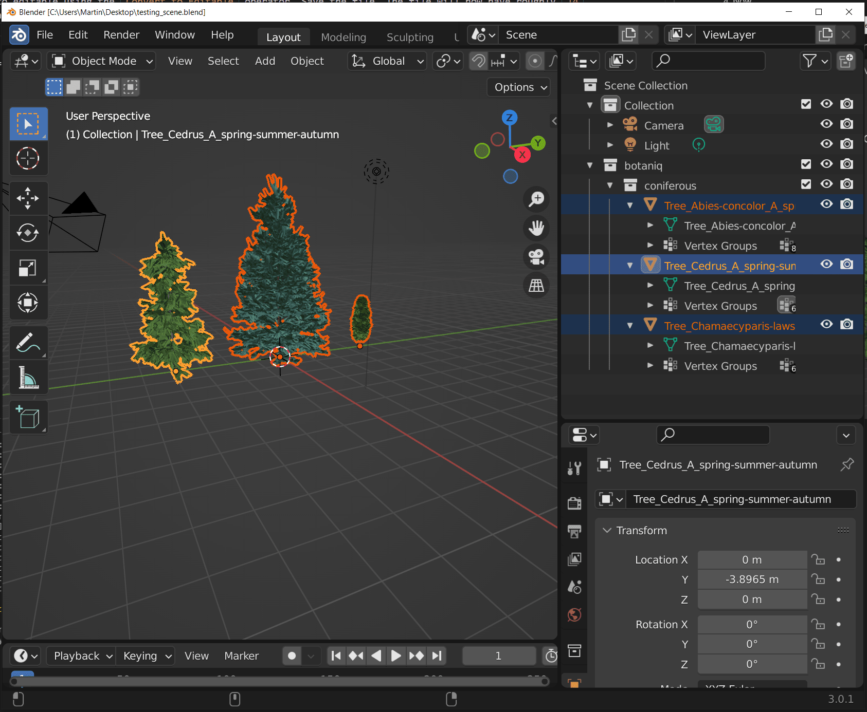 three editable trees