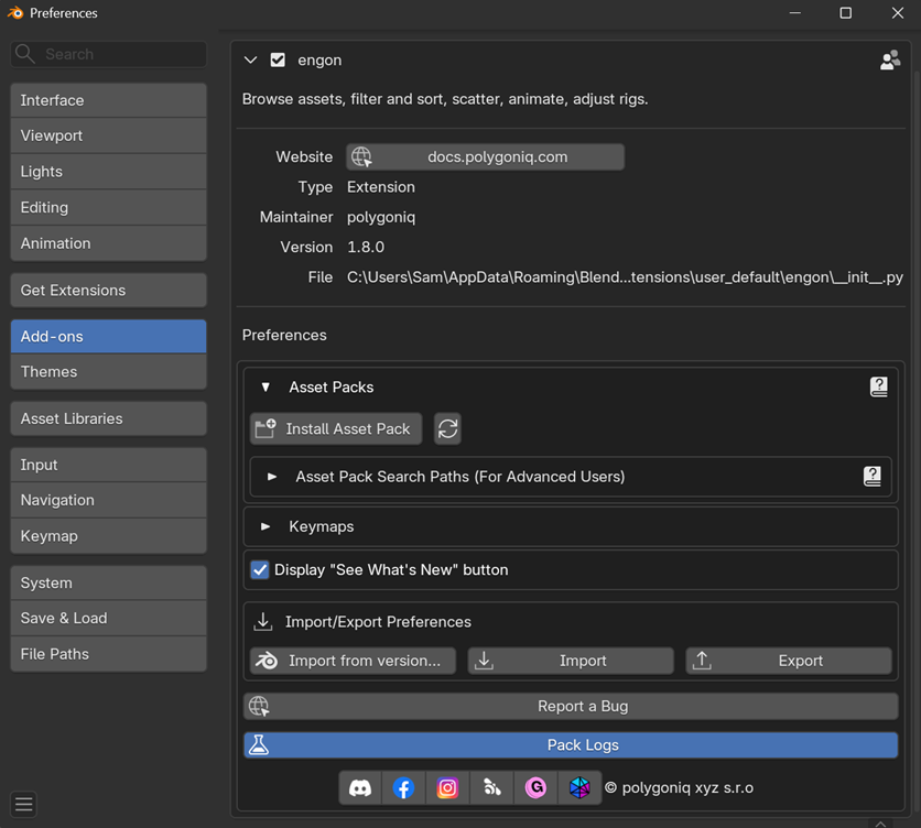 open log folder