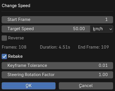 Change Speed Operator Properties