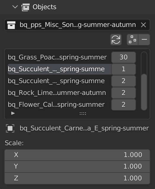 scatter objects panel