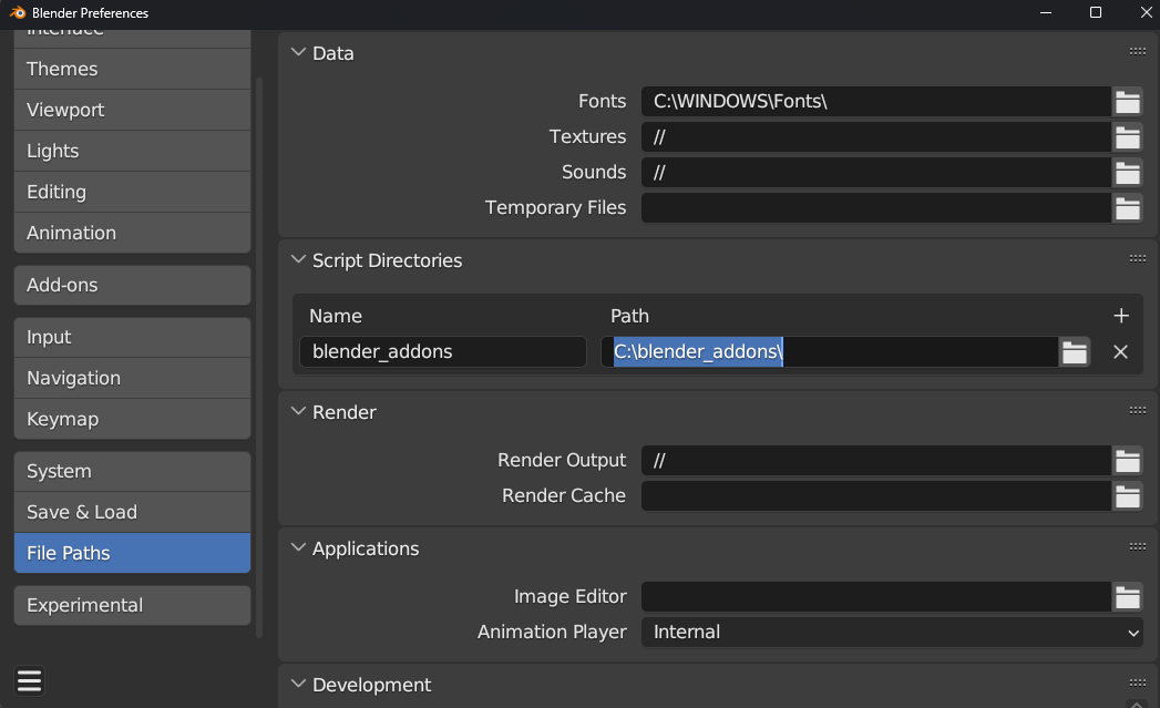 blender custom scripts path