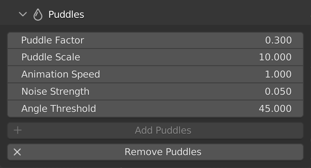 puddle panel settings