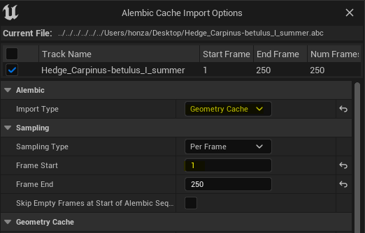 Unreal Engine Import Settings