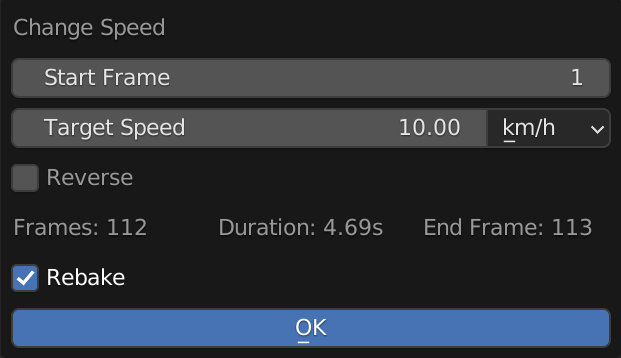 Change Speed Operator Properties