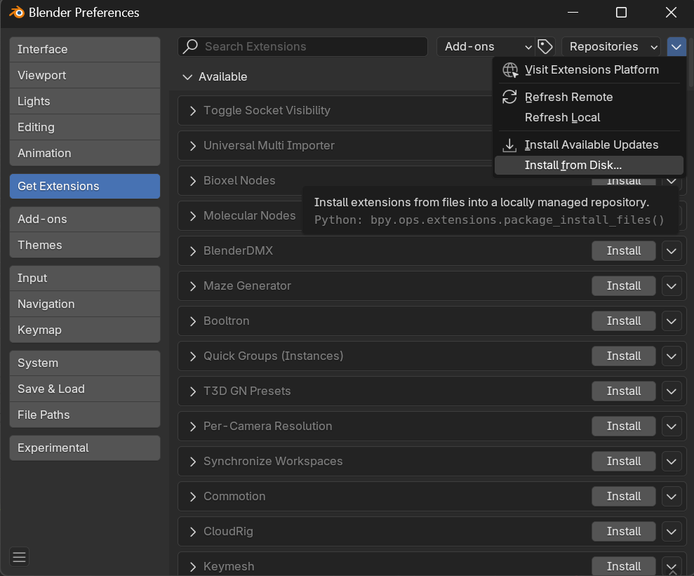  Install engon extension from disk 