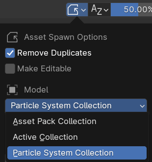 particle system target collection spawn option