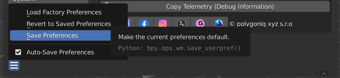 blender save preferences