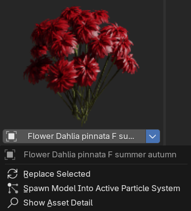 Asset Menu With Spawn To Particles Option
