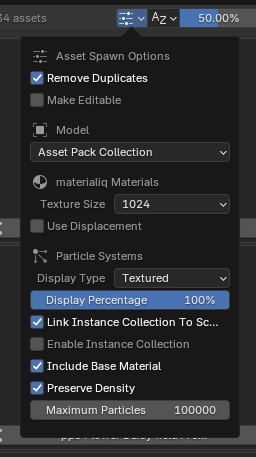 asset spawn options
