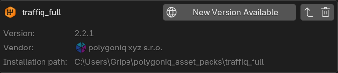 asset pack new version available button