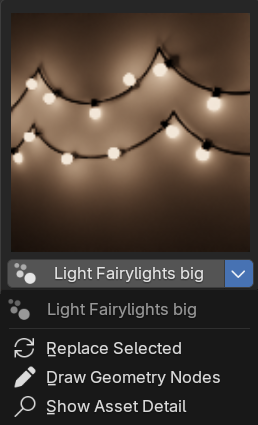 Asset Menu With Individual Options
