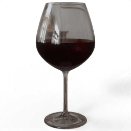 Glass wine red wide filled