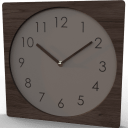 Clock Wall rectangular natural wooden numbers