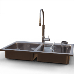 Sink Double chrome cluttered