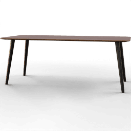 Table Dining rectangular wooden rounded edges