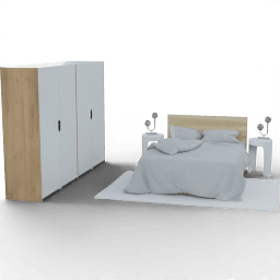 Bedroom Queen bed wooden wardrobe