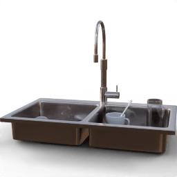 Sink Double chrome cluttered