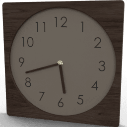 Clock Wall rectangular natural wooden numbers