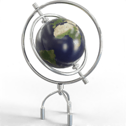 Sculpture Globe with metal frame and stand
