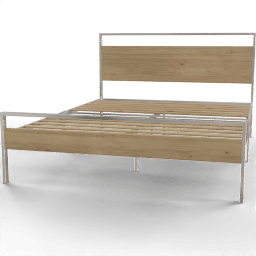 Bed Open frame metal and wood platform bed