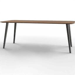 Table Dining rectangular wooden rounded edges