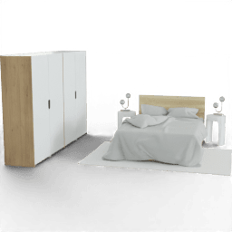 Bedroom Queen bed wooden wardrobe