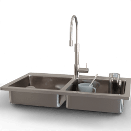 Sink Double chrome cluttered