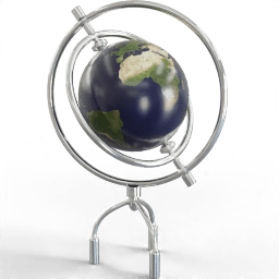 Sculpture Globe with metal frame and stand