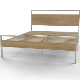 Bed Open frame metal and wood platform bed