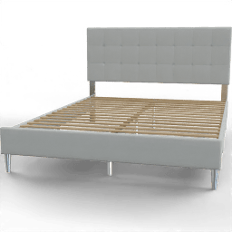 Bed Rectangle square tufted upholstered bed