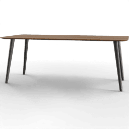 Table Dining rectangular wooden rounded edges