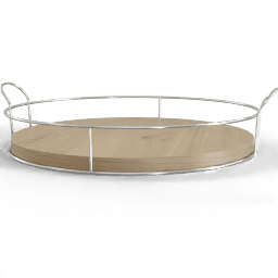 Tray Wooden with metal wire frame