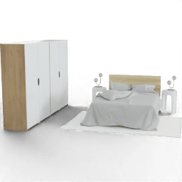 Bedroom Queen bed wooden wardrobe