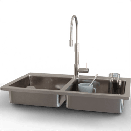 Sink Double chrome cluttered