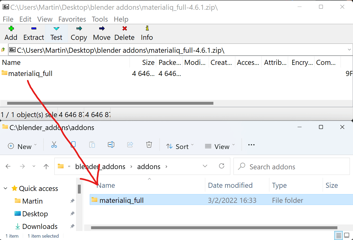 extract materialiq to custom path