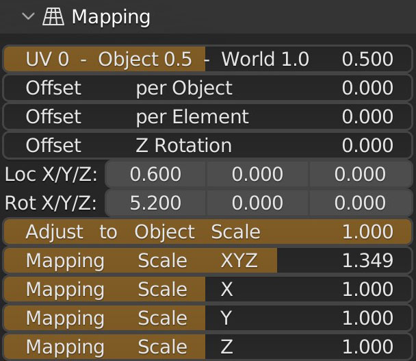 mapping node adjustments