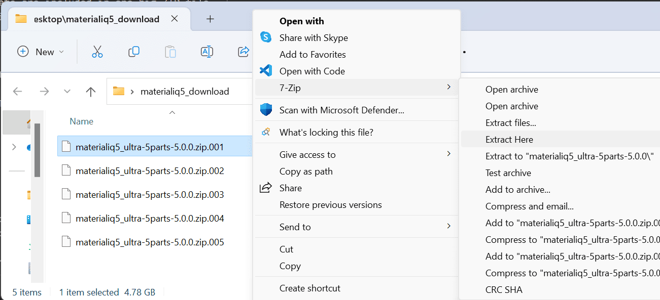 7-zip context menu in Windows 11