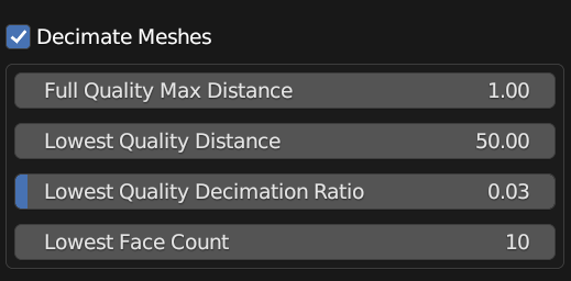 adaptive mesh decimate options