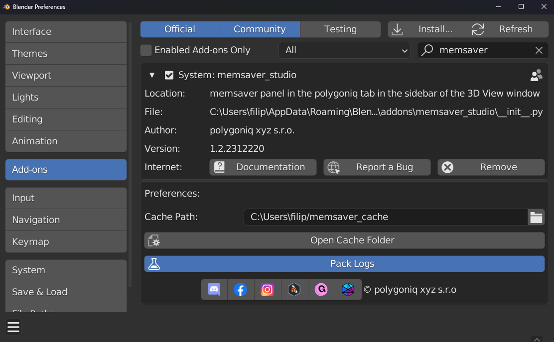 open log folder