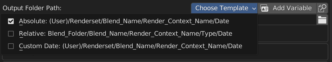 folder path format presets in preferences