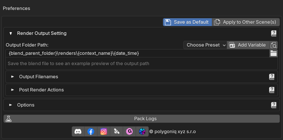 save as default button
