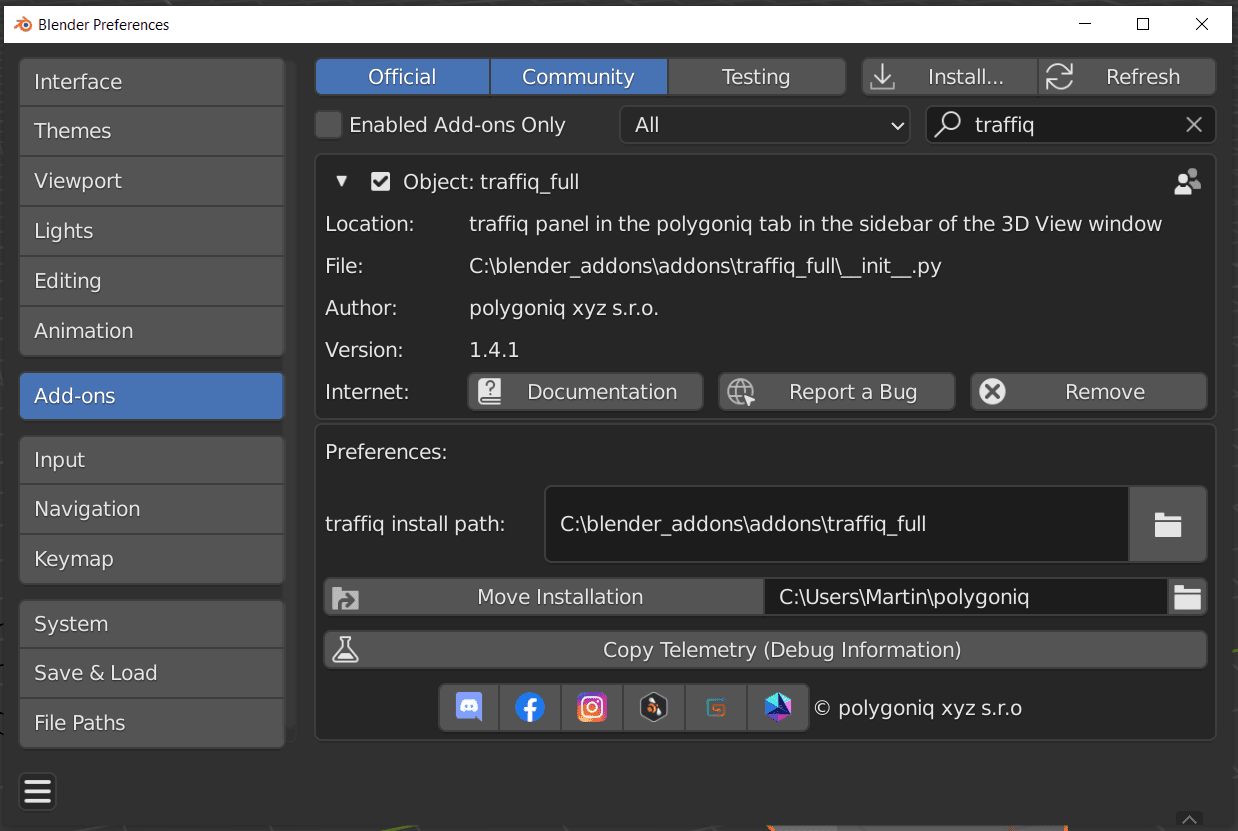 traffiq in custom path enabled