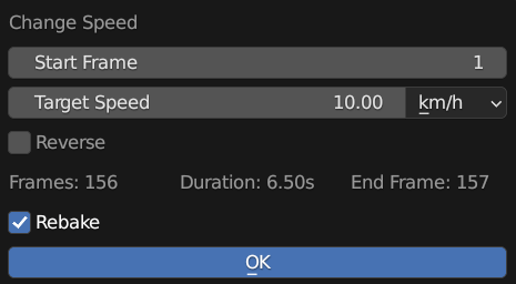 Change Speed Operator Properties
