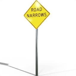 USA Warning Road Narrows