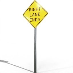 USA Warning Right Lane Ends