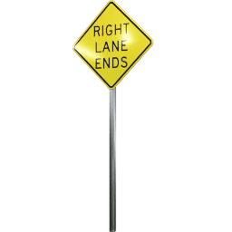 USA Warning Right Lane Ends